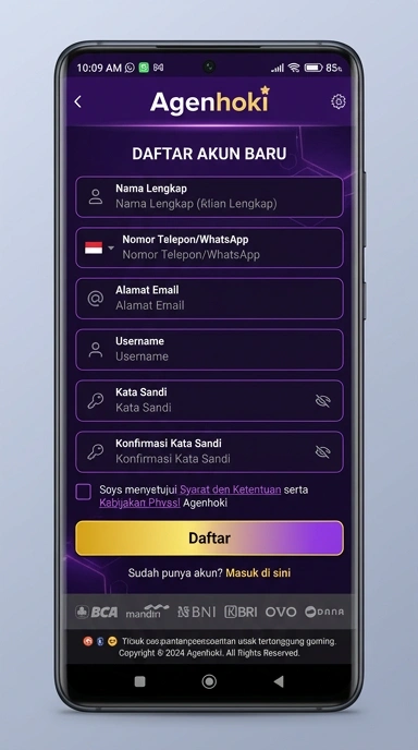 Tampilan halaman daftar agenhoki