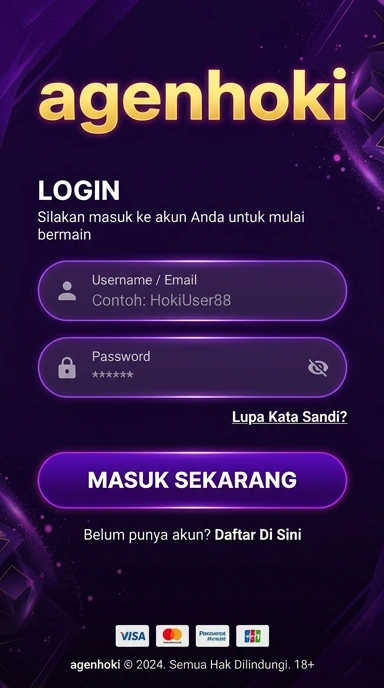 Tampilan halaman login agenhoki