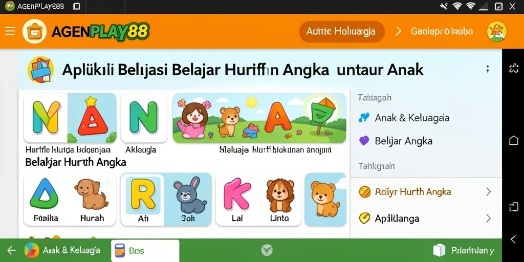 Tampilan antarmuka AGENPLAY88 yang menarik untuk belajar huruf dan angka.