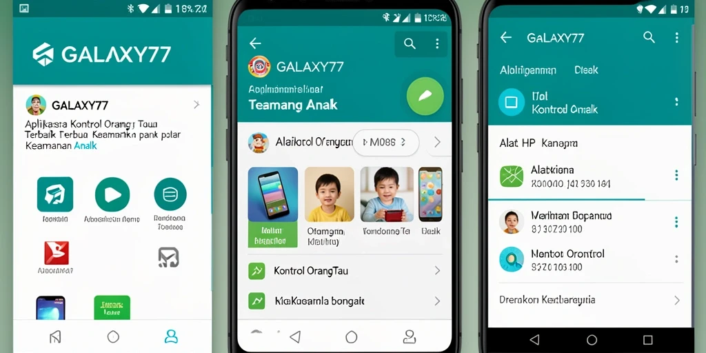 Tampilan antarmuka GALAXY77 untuk kontrol orang tua yang intuitif dan mudah digunakan.