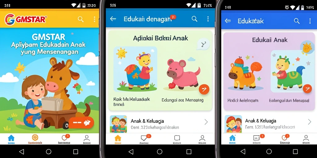 Tampilan antarmuka aplikasi GMSTAR yang menarik untuk anak-anak.