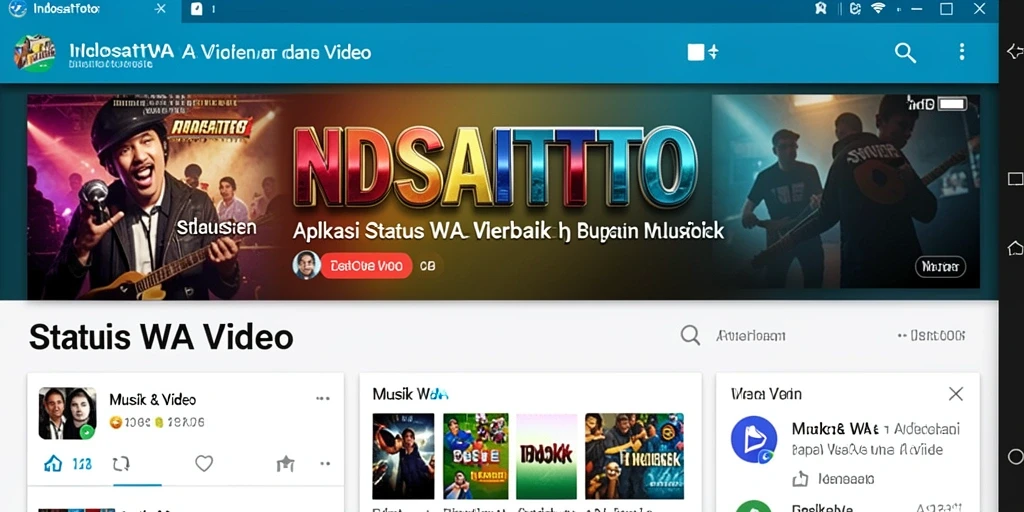 Tampilan antarmuka INDOSATTOTO dengan pilihan video menarik untuk status.