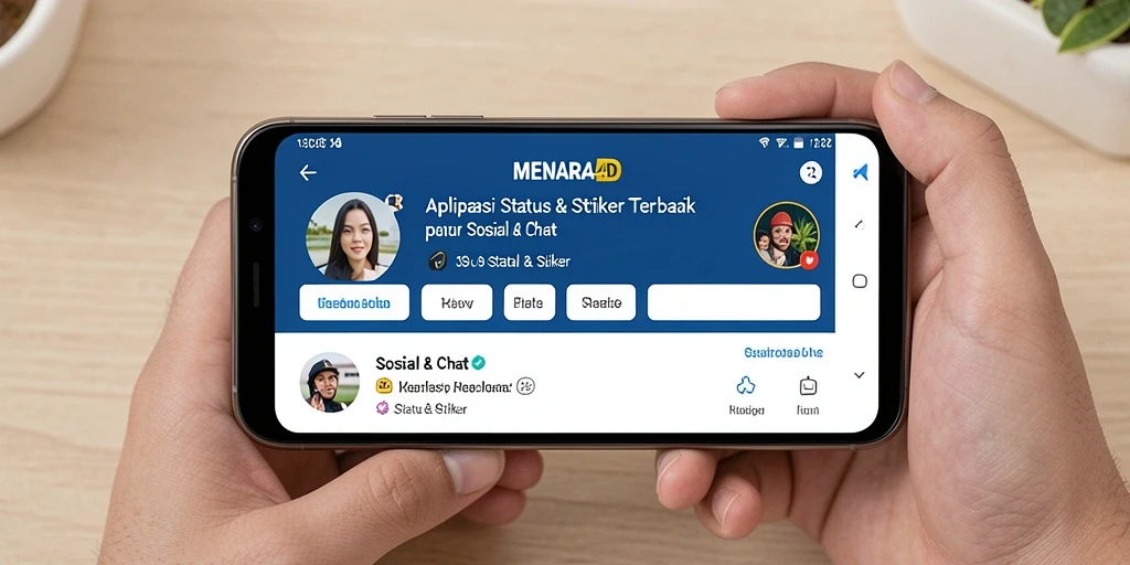 Tampilan antarmuka aplikasi MENARA4D dengan stiker menarik.
